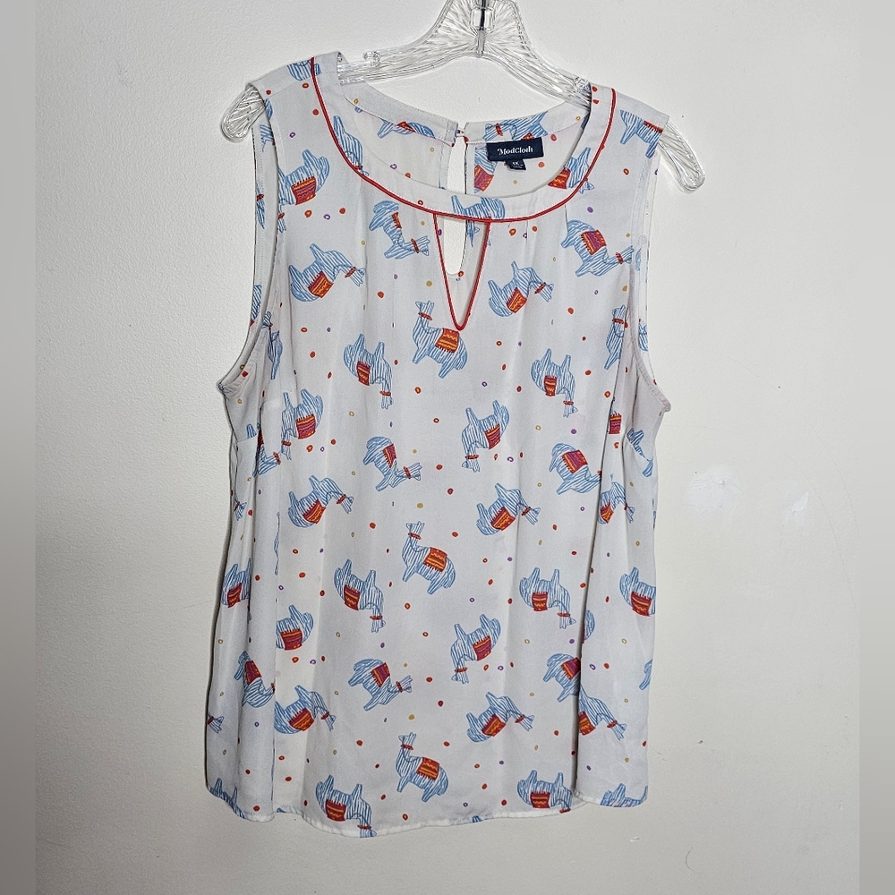 Mod Cloth plus-size llama sleeveless blouse 1X